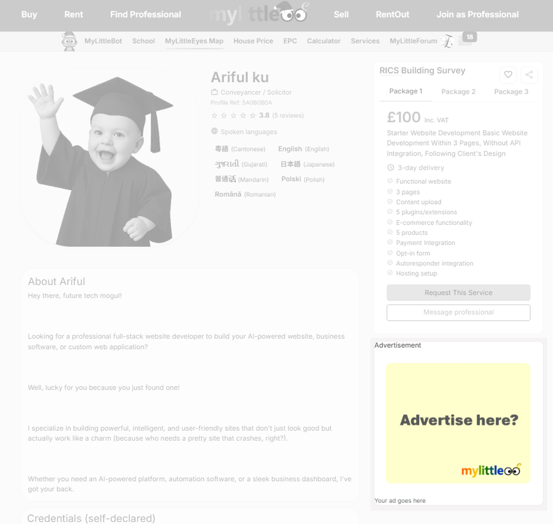 Professional profile sidebar placement