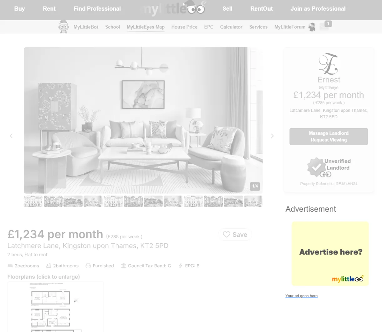 Rent detail sidebar placement