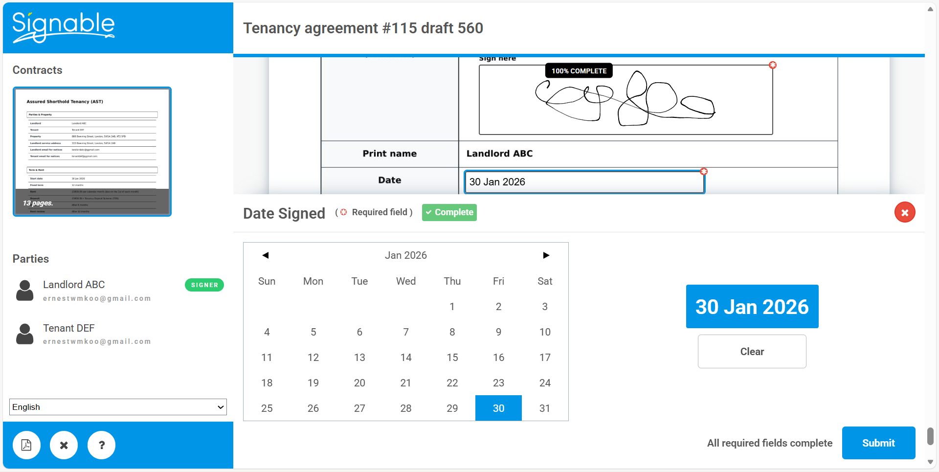 E-sign and confirm date