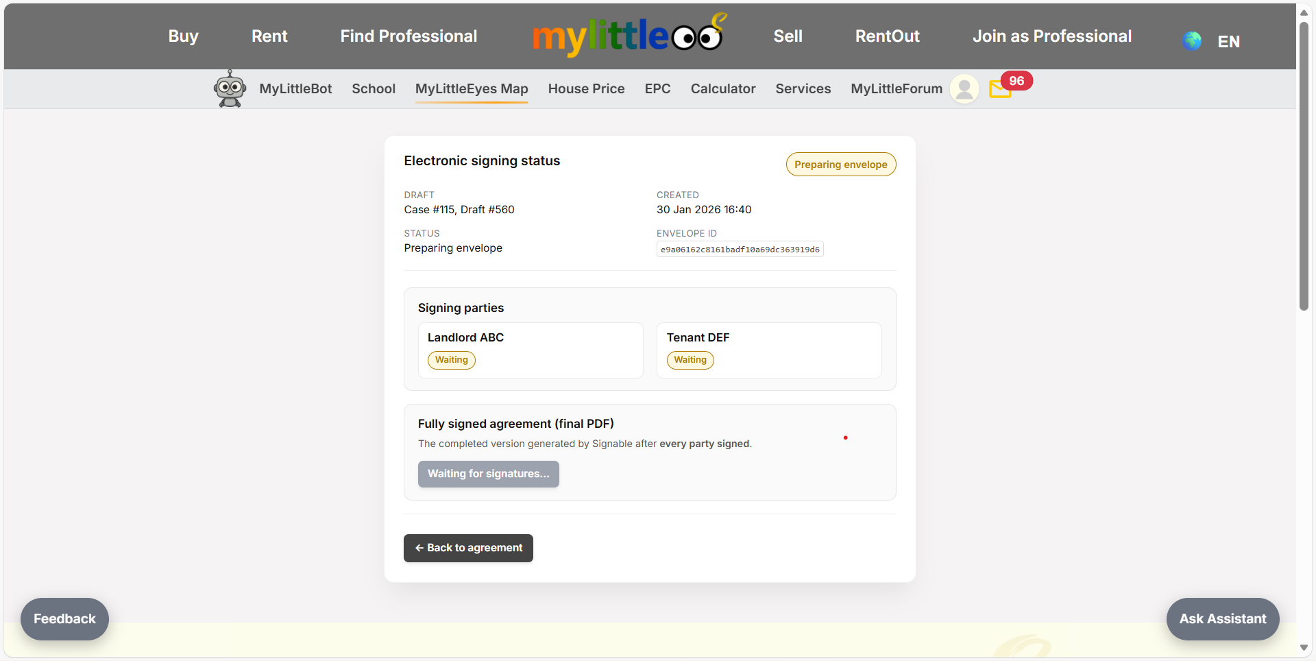 Signing status updates