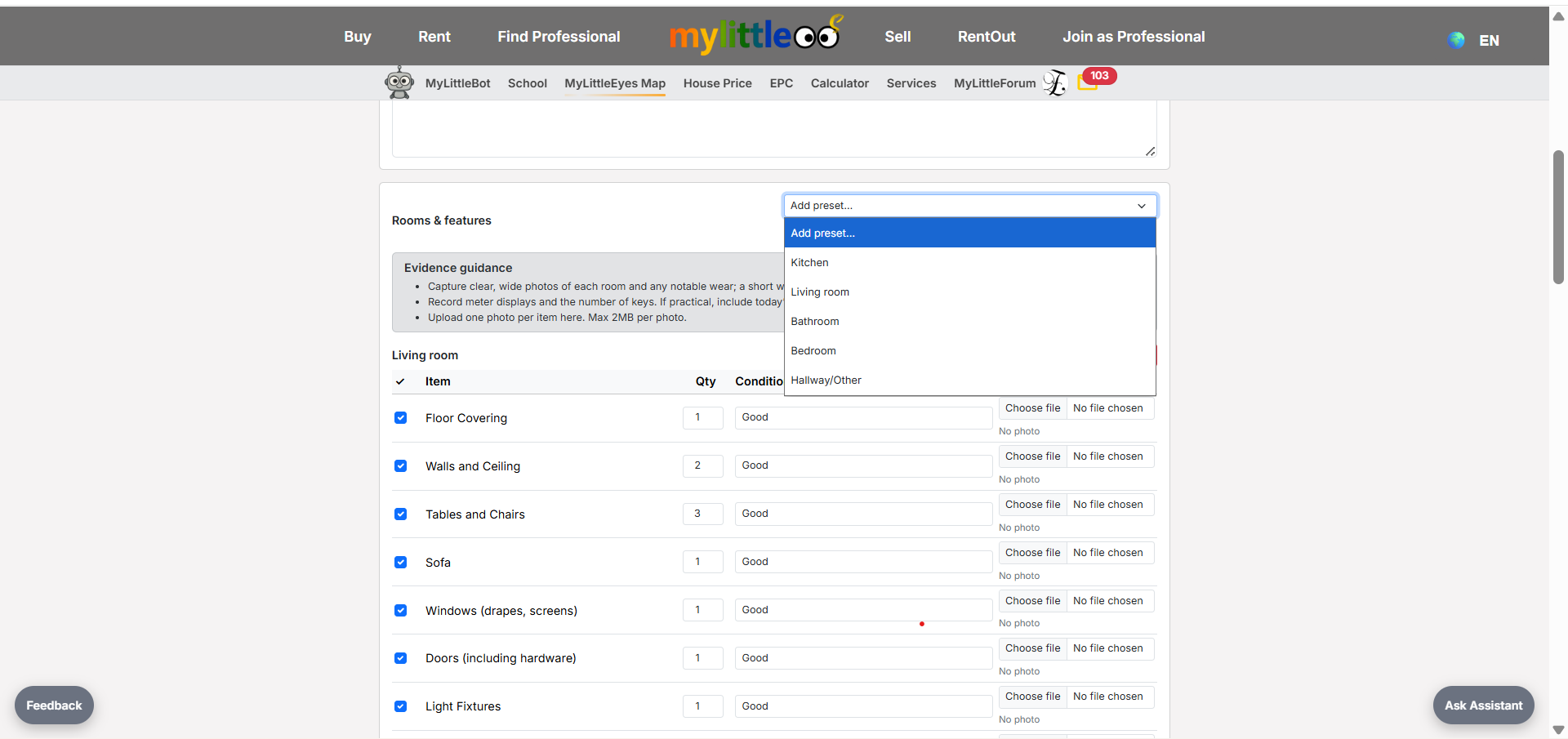 Add rooms with presets