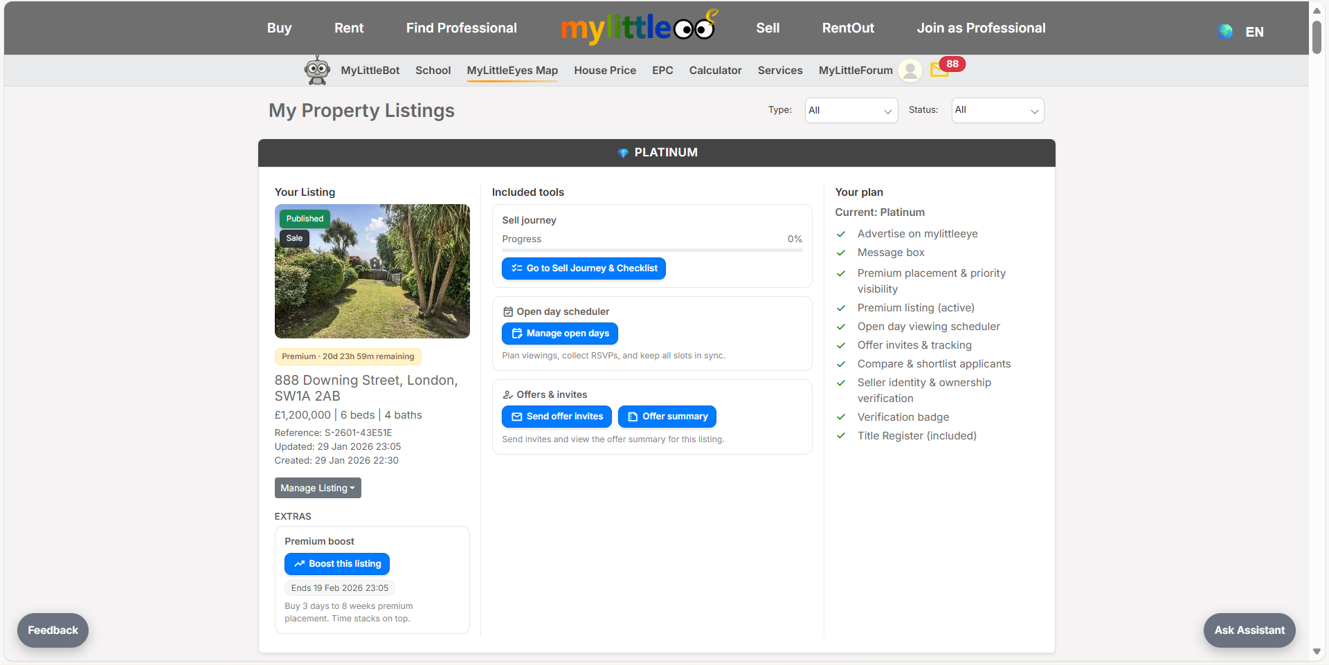 Open the listing tools