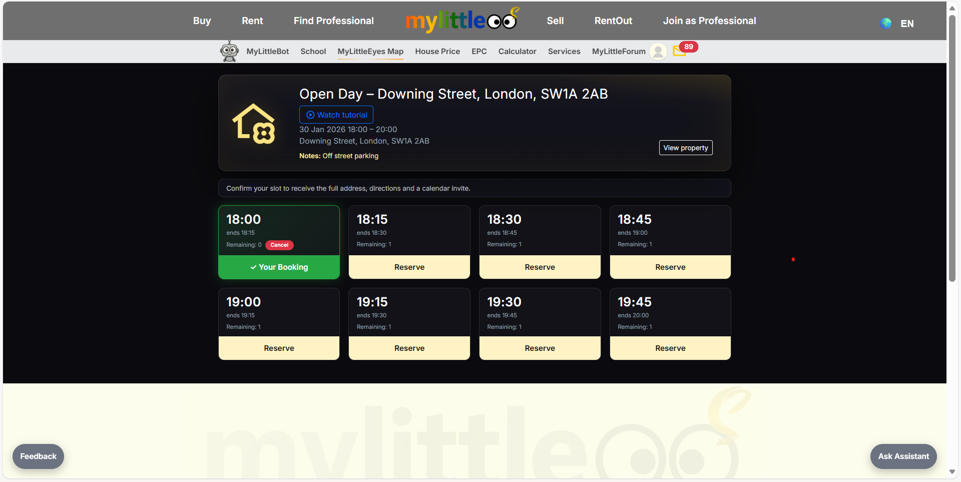 View the public booking page