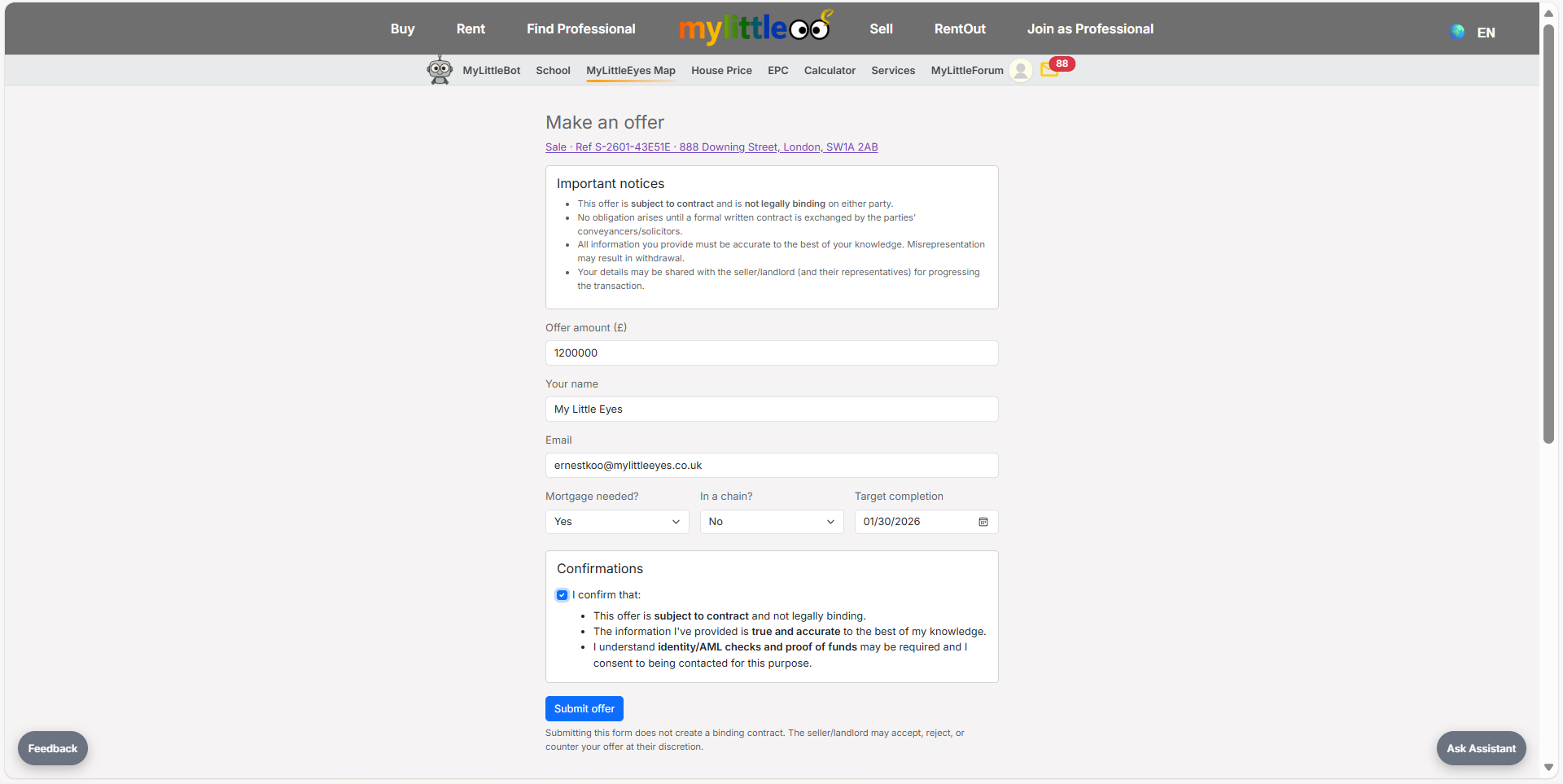 Enter your offer details
