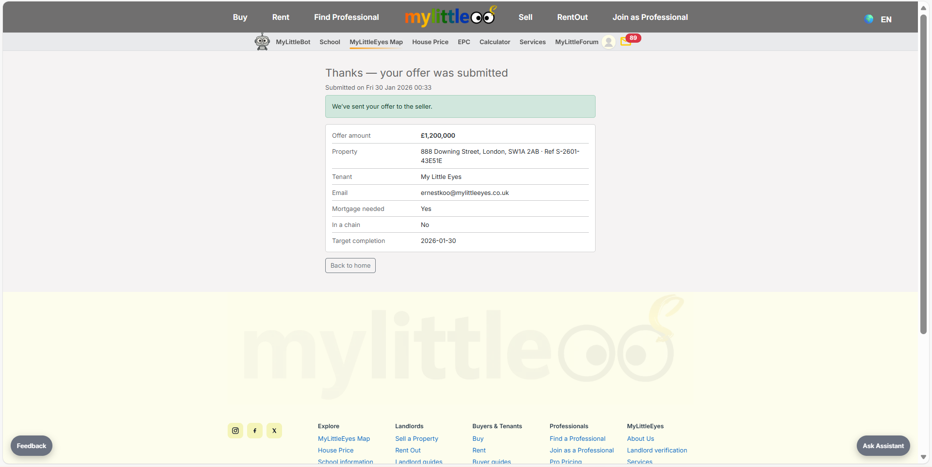 Submit and review confirmation