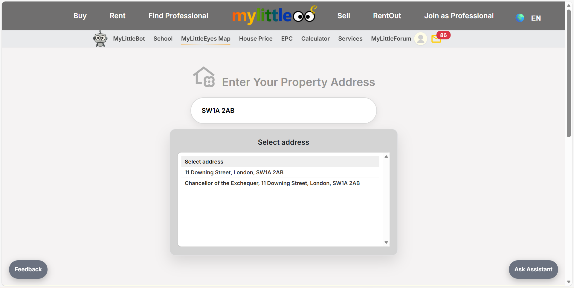 Enter the property address